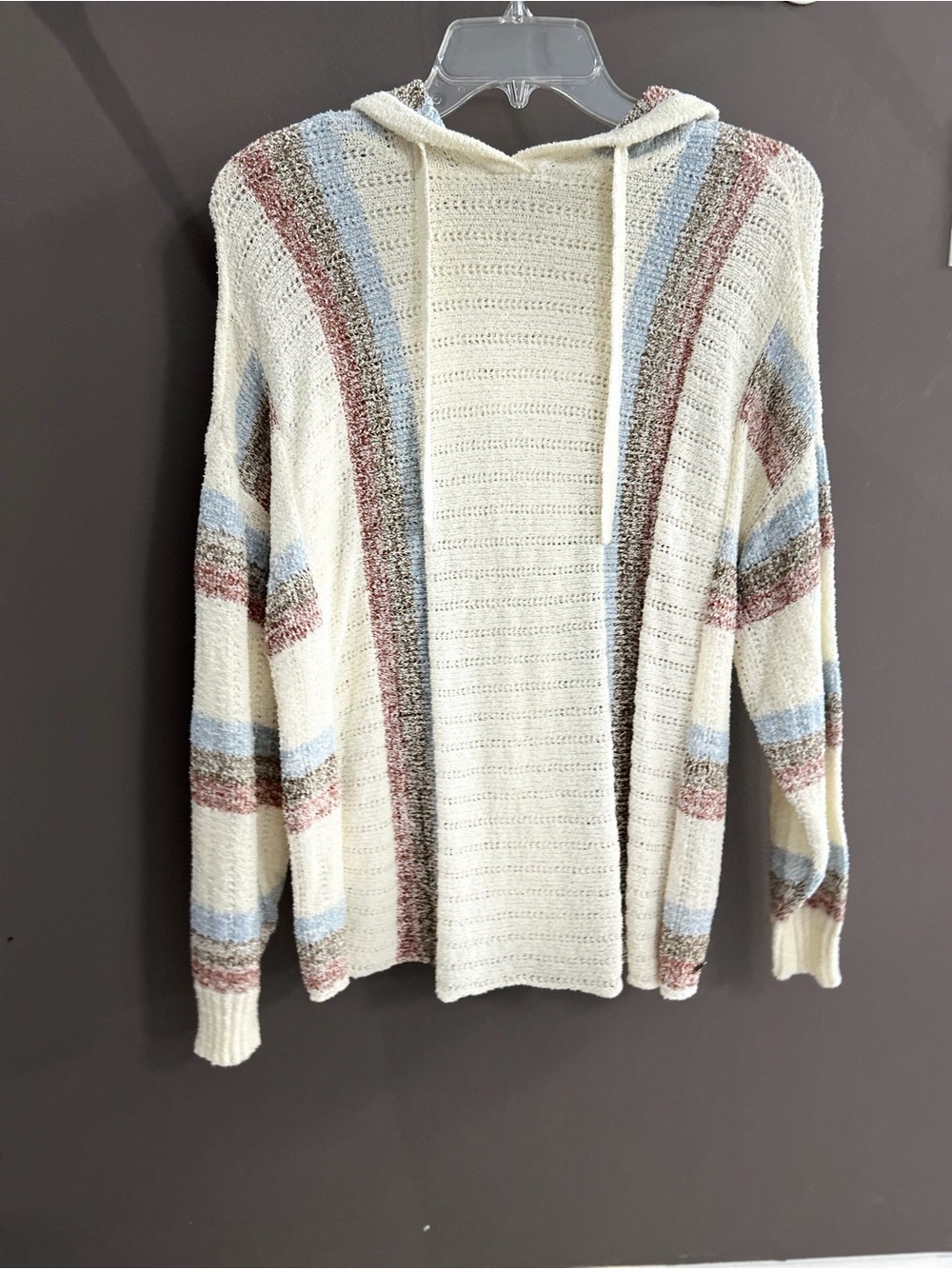 O'Neill Cream Hooded Sweater with Blue & Brown Stripes